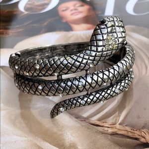 Silver snake hinged bracelet